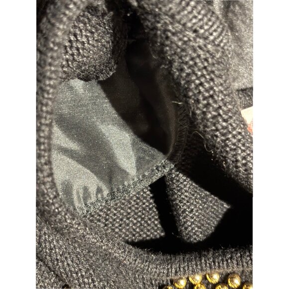 Sarah Morgan Vintage Black Knit Gold Beading Tunic Sweater Dress sz S - Picture 7 of 12